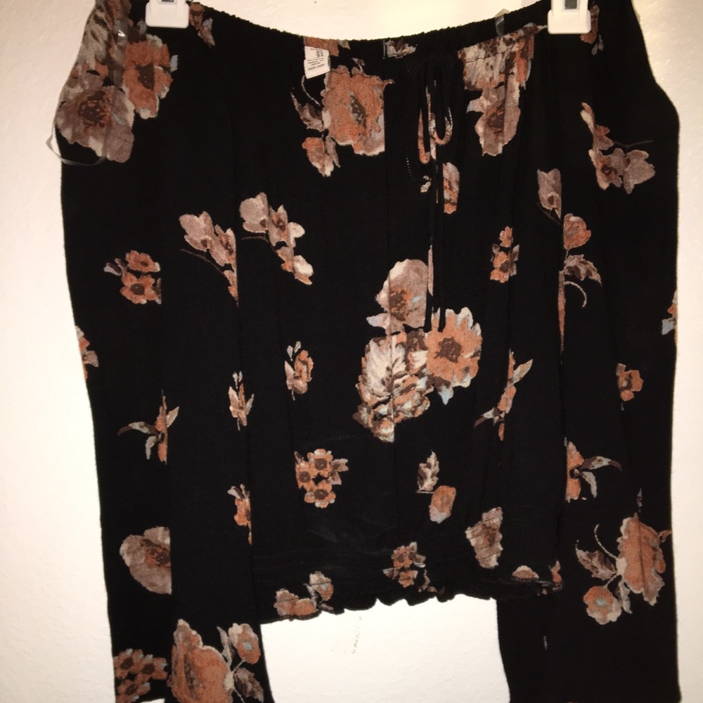 Black off the shoulder top with a keyhole on front